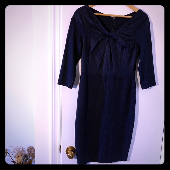 Bailey44 Anthropologie V-Neck Knotted Navy Dress - Picture 1 of 7